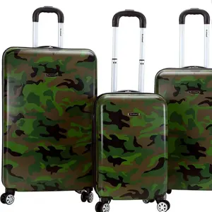 Rockland Luggage 3 pcs 20" 24” 28”Camouflage Pattern Durable Travel Suitcase with Dual Wheels