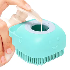 Cat Washing Machine with Soap Dispenser, Dog Bath Brush with Soft Silicone Bristles, Reusable Shampoo Bottle, One-Hand Squeeze Operation, Grooming Supplies