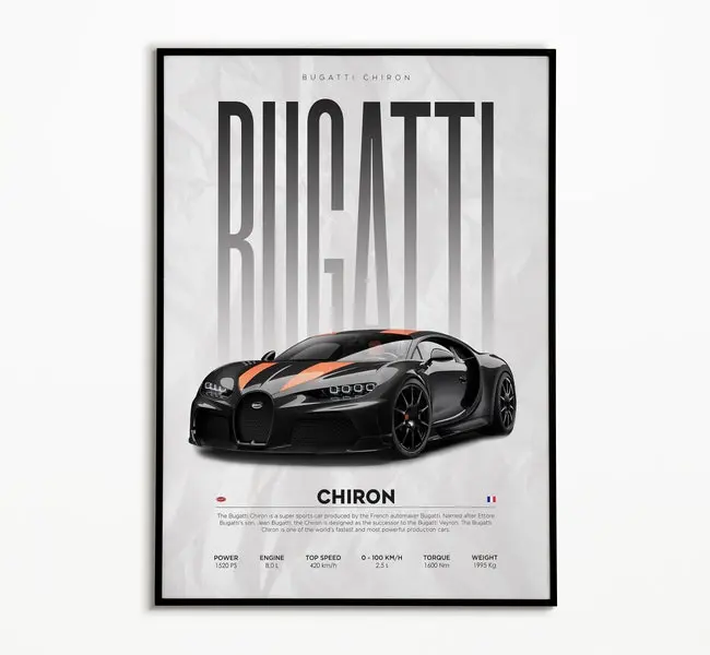 Bugatti Chiron Poster | Hyper Car Poster | Super Car Print | Art Print | Poster | Home Decor | Wall Decor