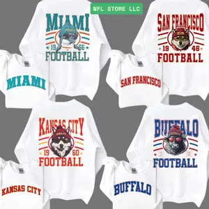 Vintage Football 2 Side Unisex WHITE Crewneck Sweatshirt -  Long Sleeve, Medium Clothing Length - Spirit Animal Football, Sports Home Town, Menswear, Custom Team  6S