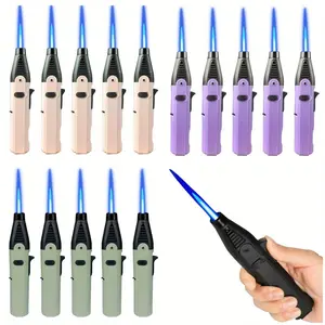 10pcs Outdoor Windproof Butane Gas Lighter, 1300 ° High Temperature Torch Jet Flame Lighter, Blue Flame Lighter with Safety Lock, Suitable for Candles, BBQ, Stove Walls, Camping, Portable Butane Gas Refill Lighter (No Butane Gas)