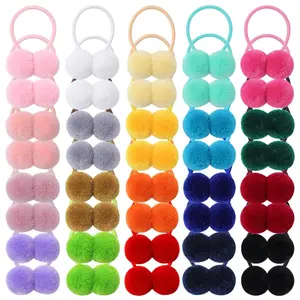 Girls hair accessories small fluffy ball elastic horsetail braid bracket and rubber belt, suitable for girls