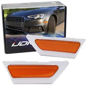 iJDMTOY USDM Spec Amber Yellow Reflective Lens Front Bumper Side Markers For Audi 2017-2018 A4 S4 Sedan (B9 Pre-LCI)