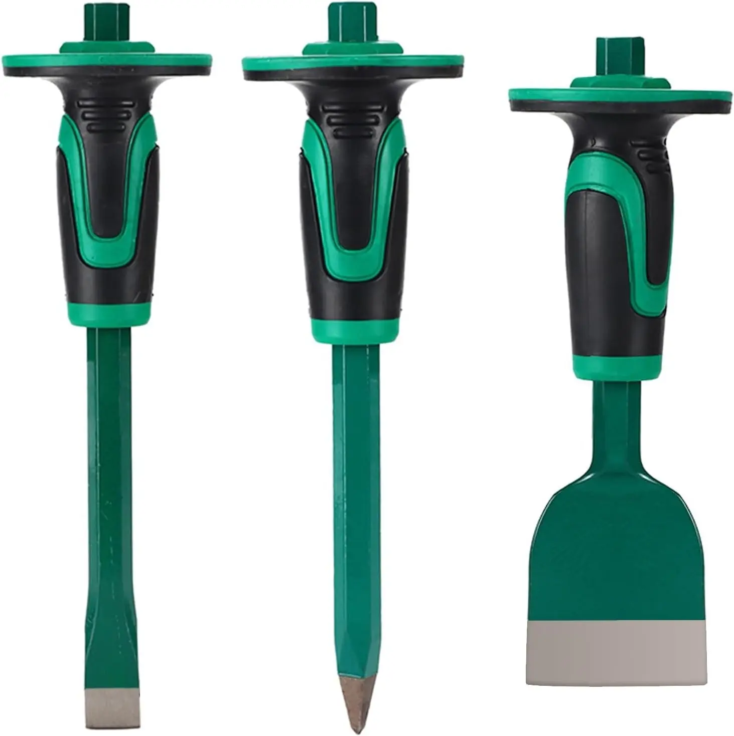 Heavy Duty Masonry Chisel Set 12 Inch Point and Flat, 9 Inch Brick Chisel