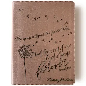 Personalized CSB Study Bible - Rose Gold - The Grass Withers, The Flower Fades, But the Word of Our God Stands Forever - Hand Lettered and Engraved