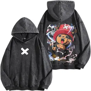 Tony Tony Chopper “Cotton Candy Lover” Straw Hat Doctor One Piece Vintage Retro Acid Washed Hoodie, Heavyweight Cotton Unisex Anime Manga Tee, Anime Merch, Menswear Streetwear, Gift For Anime Fan.