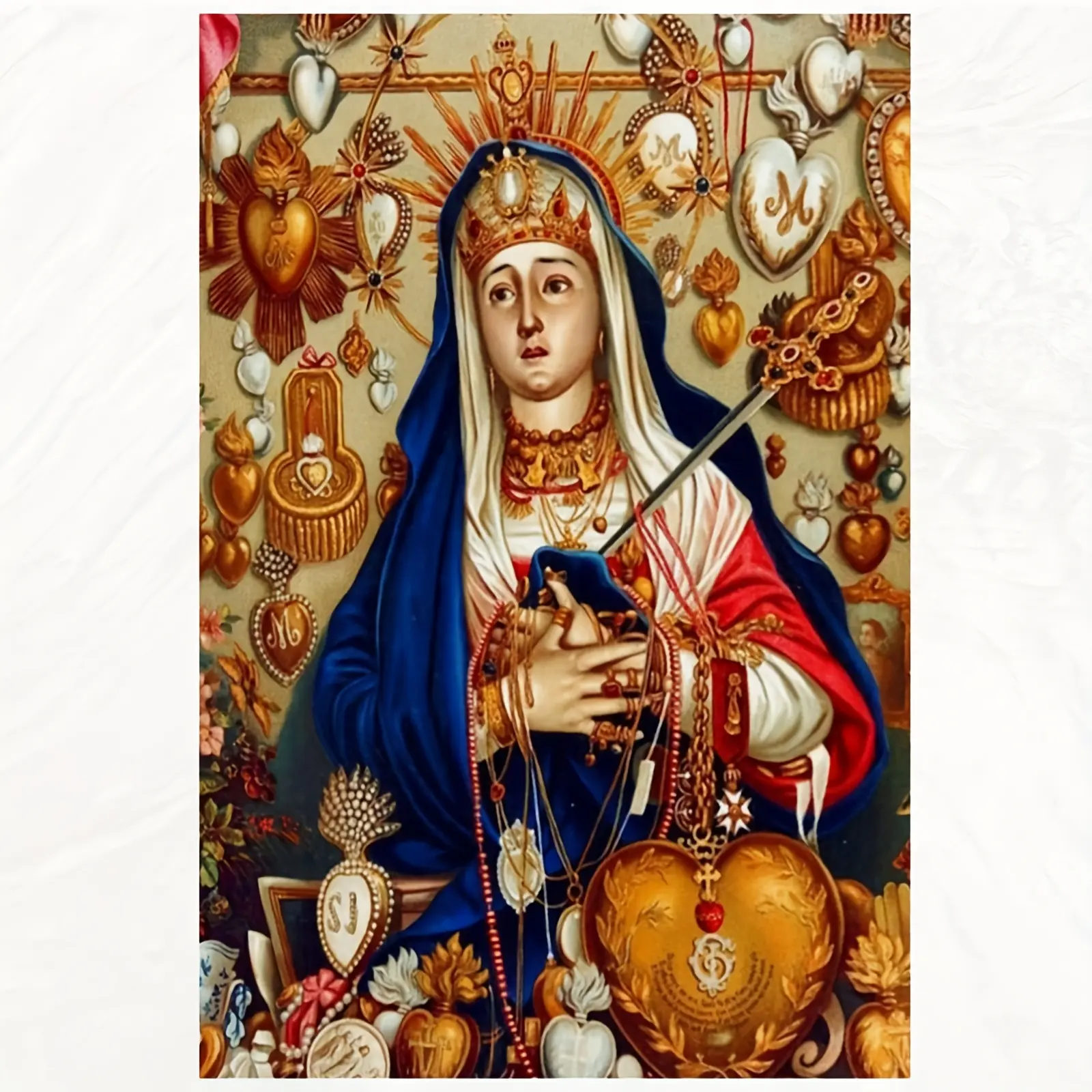 Voodoo Goddess Azuri Portrait African Voodoo Religious Art Poster with Gold Blue Red Green and Gold Embellishments for Home and Office Wall Decoration Frameless Ornaments Cultural Artistry
