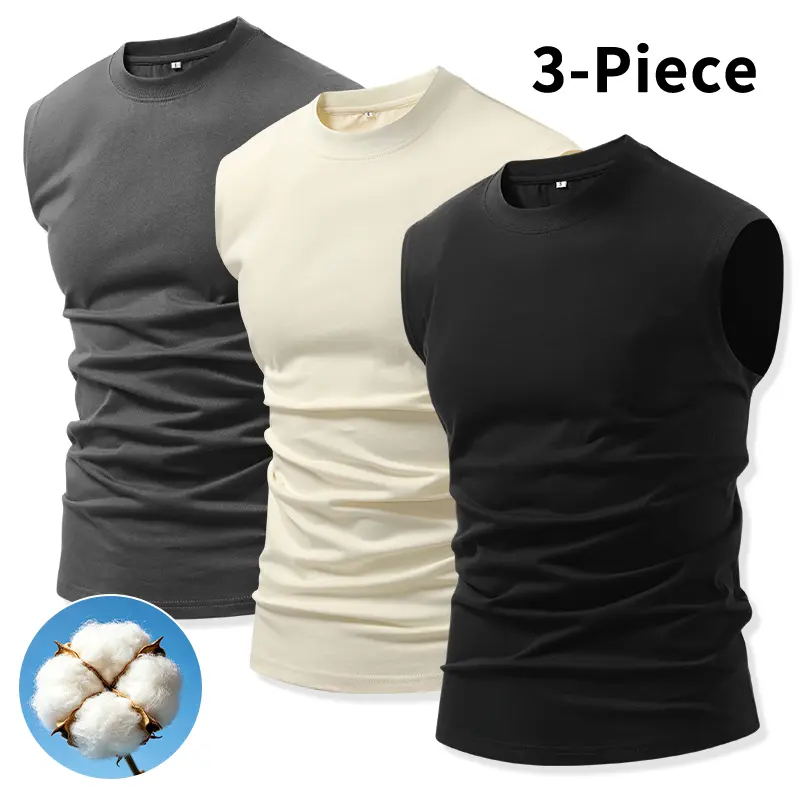 3-Pack Men's Mock Neck Tank Tops, Slim Fit Sleeveless Muscle Tees in Ribbed Cotton, Sweat-Wicking Breathable Menswear for Gym & Layering