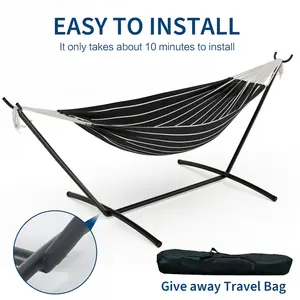 [FLASH SALE] Garvee Chasm 450 Lbs Double Hammock with Space-Saving Collapsible Steel Stand for 2 Person - Heavy Duty Portable Indoor Outdoor Hammock, Carry Bag Included - Ideal for Garden, Camping, Beach,Chasm,Coffee ,  Tropical
