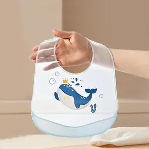 Langkes Baby Bibs Silicone Feeding Waterproof Soft Infant Bib for Drool Food Mess Toddler Kids Mealtime Adjustable Easy Clean Smock Apron
