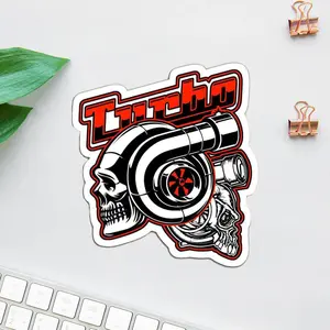 Turbo Skull Sticker Turbocharger Boost Graphic Hot Rod Decal Gearhead Garage Style Sticker for Car Lovers Mechanics & Racing Enthusiasts Gift