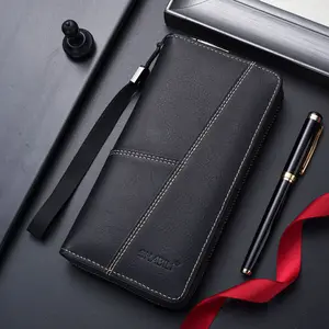 2026 New Men Leather Wallet Long Zip Around Multi Card Slots Large Capacity RFID Blocking Slim Billfold Money Clip Holder Fashion Designer Wallets for Men Gift Box