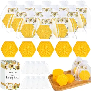 Bee Themed Baby Shower Favors 50 Set Including Honeycomb Soap with Thank You Card Gift Bags Perfect for Gender Reveal Party Decorations & Wedding Souvenirs