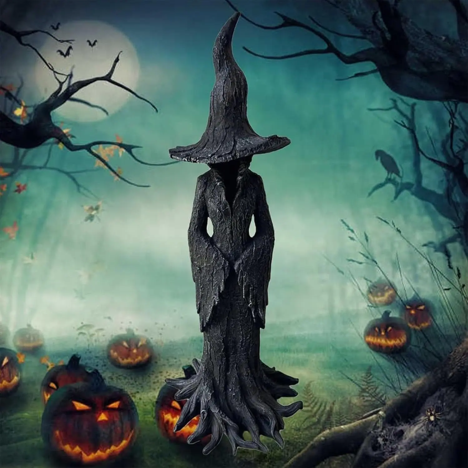 1 PC Gothic Halloween Witch Statue, Vintage Magician Decoration, Dark Fantasy Collectible Figurine, Resin Sculpture for Home Decor, Decorative Statues, Dark Figure Decor