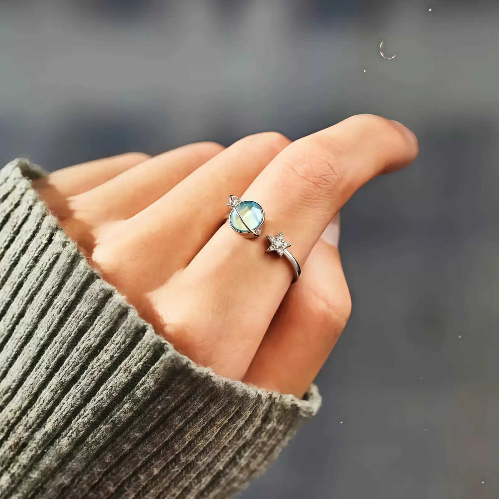 To My Dear Daughter Special Star & Rotatable Planet Ring for Anxiety Relief Unique Encouragement Gift Fidget Spinner Stress Fashion Ring Adjustable Ring Moissanite Ring