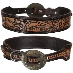 Timber Blossom Leather Dog Collar Floral Western