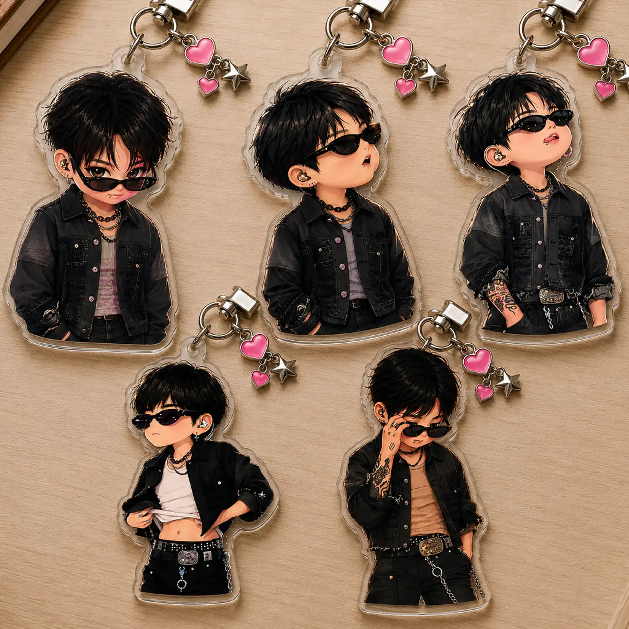 Chibi Boy Acrylic Keychain, Black Outfit Inspired Keychain