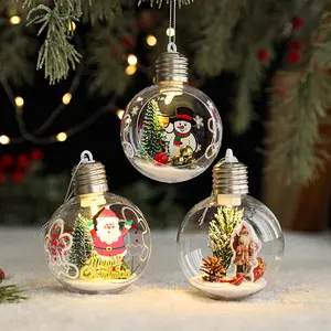 Creative Santa Claus Transparent Plastic Christmas Ball Hanging Ornament Festive Tree Decor for Ambiance Setting
