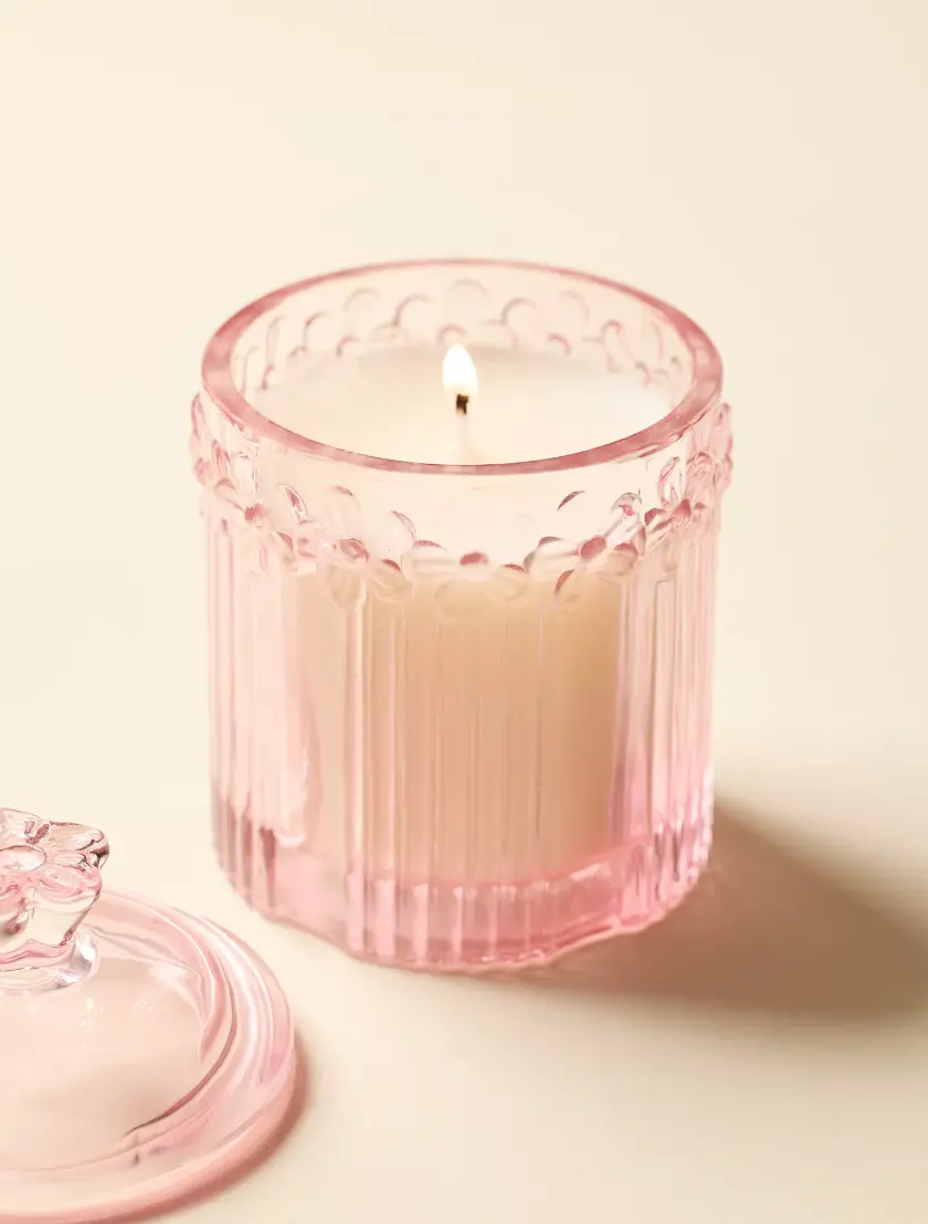 Glass Flower Jar 7 oz Scented Candle