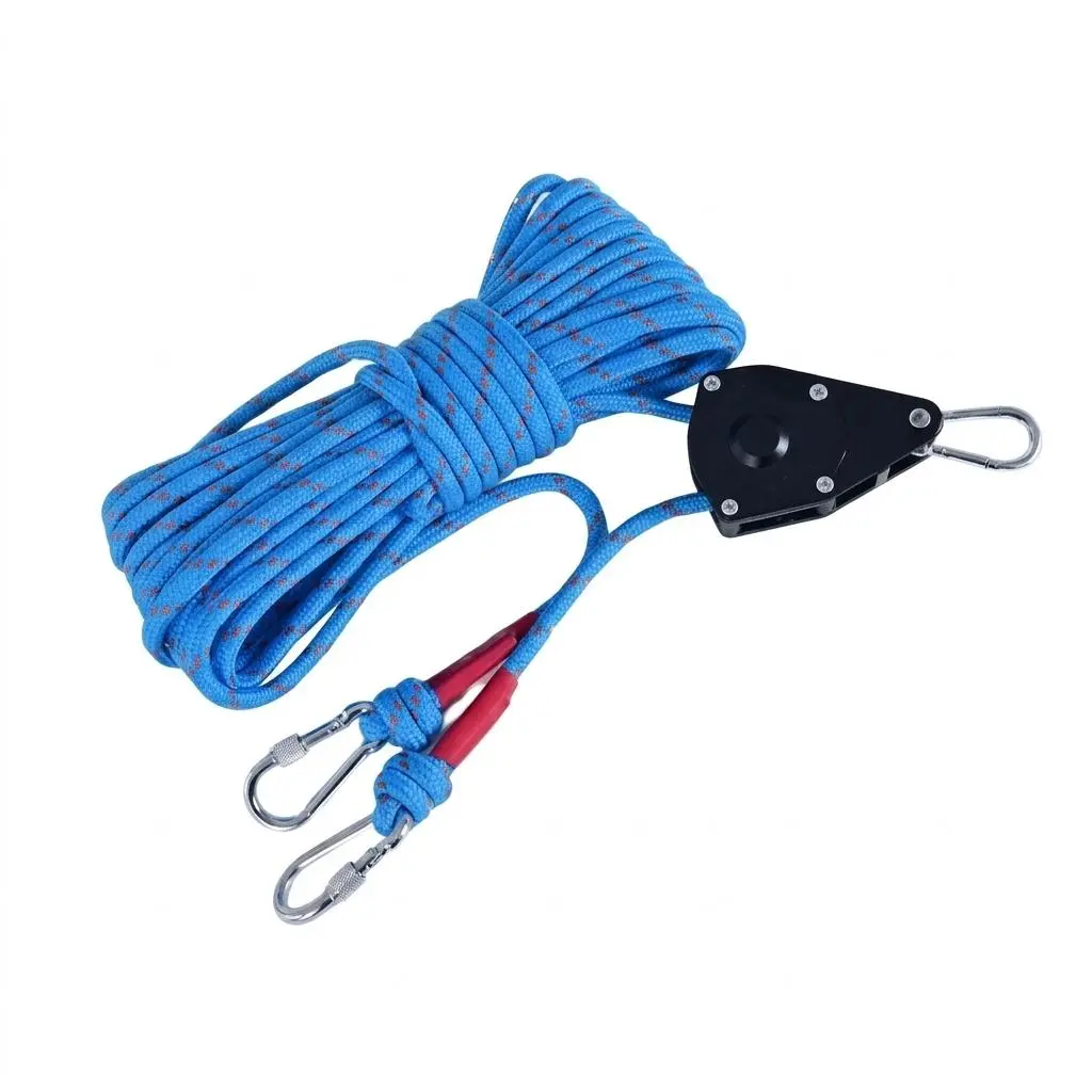 Heavy-Duty Pulley Block with Rope & Carabiners - Perfect for Lifting, Hoisting, and Cargo Securement