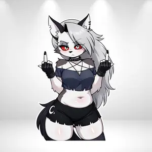 Angry Wolf Girl Attitude Sticker – Gothic Furry Middle Finger Die-Cut Decal