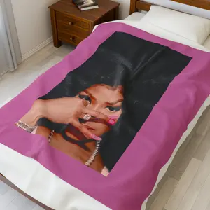 Pink Nicki Pattern Velveteen Plush Blanket
