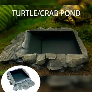 Turtle & Crab Aquarium Tank with Slope, Multi-Functional Reproduction Box, Semi-Aquatic Terrarium for Tortoises, Crabs, Salamanders