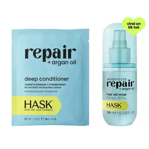 HASK Weightless Repair Hair Oil Mist & Repair Deep Conditioner Total Shine Duo