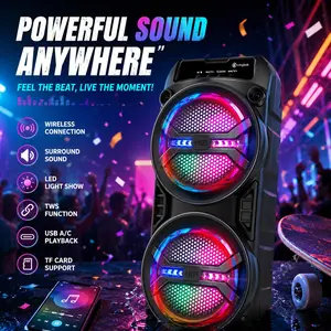 Portable Karaoke Speaker Mzs-3216t, Dual Speakers, RGB LED Lights, Wireless Stereo Connection, 12h Battery, Outdoor & Home Use, Party Music Experience, USB Rechargeable Speaker