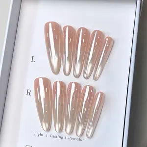 [Electroplated Spotlight Bulb]Luxury Sparkle Gold-Plated Embossed Gradient Handmade Press-on Nails Nail Art Sassy Stunning Elegant Iridescent Butterfly charms Gothic Stiletto with Accents with Flames Colorblock Bow Rhinestone Glossy Water Ripple reusable