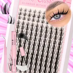 140 Clusters Korean Style Anime Eyelashes, Curly Lashes, Ultra-Thin Cluster Extensions with C/d Curl, 8-18mm Size, Includes Adhesive and Sealant for Natural Look