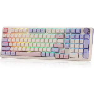 K768 PRO 100   Gasket RGB Gaming Keyboard, Massive 8000 mAh PBT Mechanical Keyboard w/Hot-Swap Socket, Dedicated Knob Control & 5-Layer Noise Dampening, Custom Yolk Linear