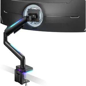 Ultrawide  arm for 17-49'' Heavy Duty Screen up to 44lbs, Gas Spring Single  Arm with RGB Light, Adjustable Gaming Computer  Arm for Desk