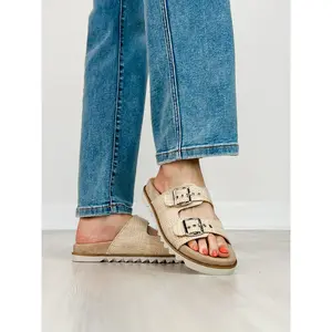Corkys Dash Two Band Slide Sandals in RAFFIA