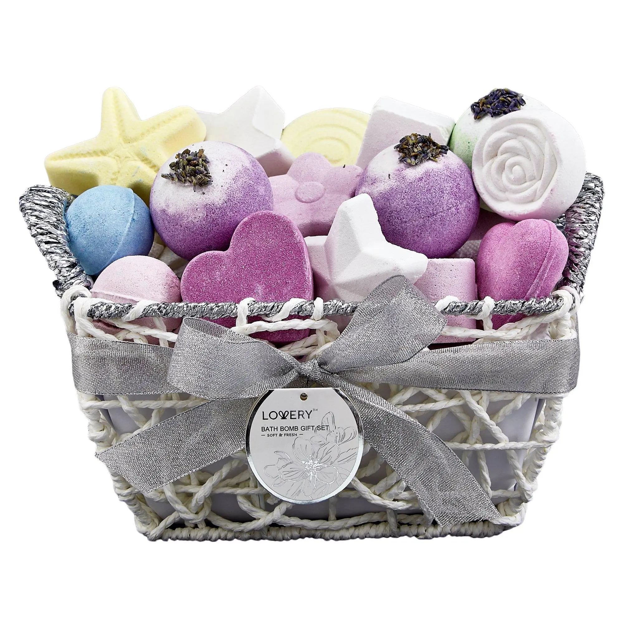 LoveryGifts  Varety Bath Bomb Set - 17Pc Home Bath Gift Basket Body Care Blend