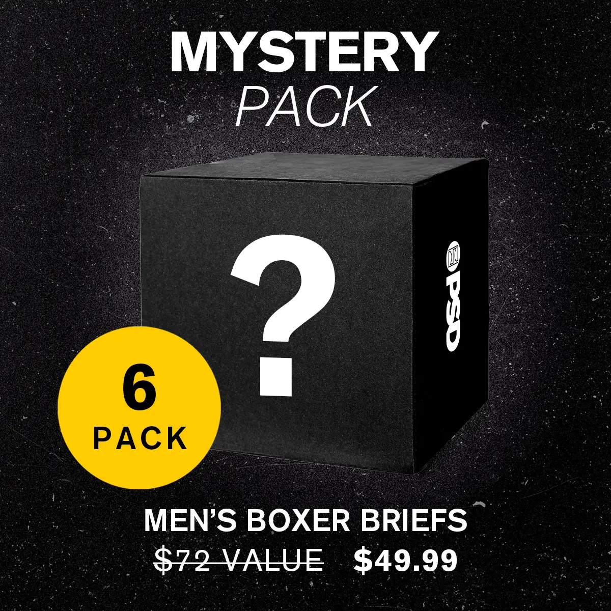 PSD Men's Mystery Boxer Brief 6-Pack Bundle - Standard Length 7 Inch Inseam, Soft, Stretchy, and Breathable Poly Blend Fabric