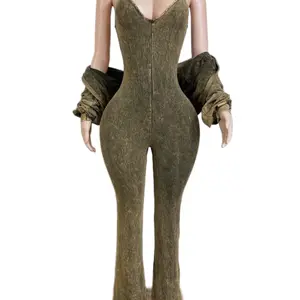 Mineral Wash Zip -Up Cropped Jacket & Jumpsuit Womenswear