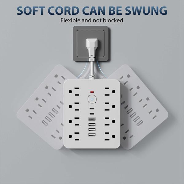 Multi-Function Multi-Socket Extension Cord with USB Type-C Charging Adapter Short Cable US Standard AC 110V Flexible Soft Cord Multi-Function Multi-Socket Extension Cord with USB Type-C Charging Adapter Short Cable US Standard AC 110V Flexible Soft Cord