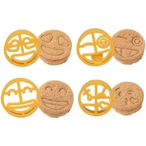 Bentology Emoji Sandwich Cutters (Pack of 4) Set for DIY Bread Shapes Pancakes Cookies & More, BPA Free Decruster, Easily Fits in Lunch Boxes-For Kids