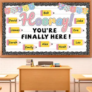 Composition Notebook Classroom Decor Welcome  to School Bulletin Board Hooray You're Finally Here Bulletin Board Pencil Shaped Paper Cutouts for School  Chalkboard Door Wall Decors