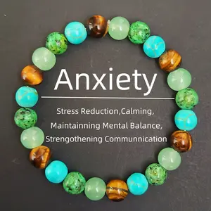 1pc Arpurraina Money Attraction Bracelet with Green Aventurine & Tiger Eye -    blue friendship bracelet beaded  jewelry protection bracelet encouragement gift fashion artificial bracelet  of  the  day Colorblock Beaded Crystal Bracelet crystals