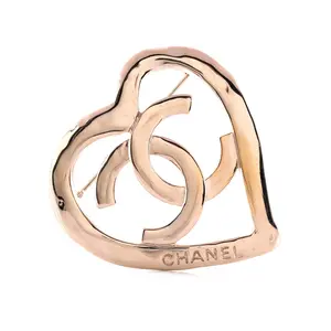 Pre-owned Chanel Coco In Love Heart CC Brooch Metal by Rebag