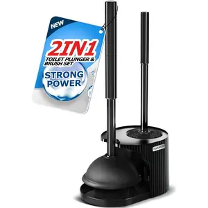 2 in 1 Toilet Plunger and Brush Set，Extended Handle Plunger，Toilet Bowl Brush Plunger Set,Bathroom Cleaning Tools ，Toilet Brush Plunger Combo，Cleaning Brush，Bathroom Cleaning Supplies