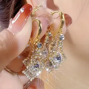 fashionable non-piercing earring Temperament Zirconia Lab-Grown Diamonds Earrings Fashion High-Grade Sense Crystal Ear Buckle New Net Red Light Luxury All Matching Earrings
