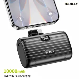 10000mAh Mini Portable Charger, Pocket-Sized 22.5W Fast Charge Power Bank with Built-in USB-C/Lightning Connectors & Easy Slide Switching, Accurate Power Display, Lightweight Capsule External Battery Pack, Travel-Ready for iPhone, Samsung & Android