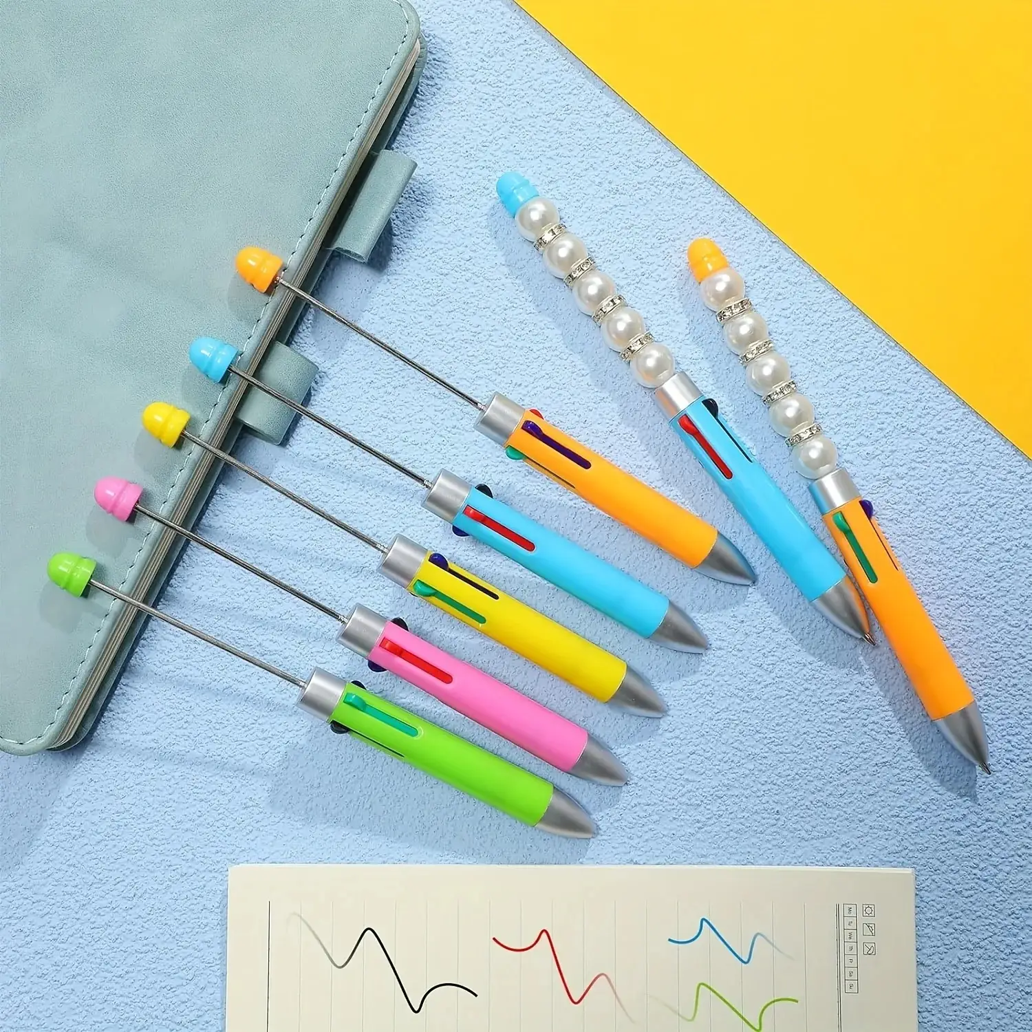 7 Pens 4-in-1 Multicolor Beadable Pens (Mini) WHOLESALE BULK Beaded Ballpoint Pen 1.0mm Medium DIY with Beads and Focals Ships from California