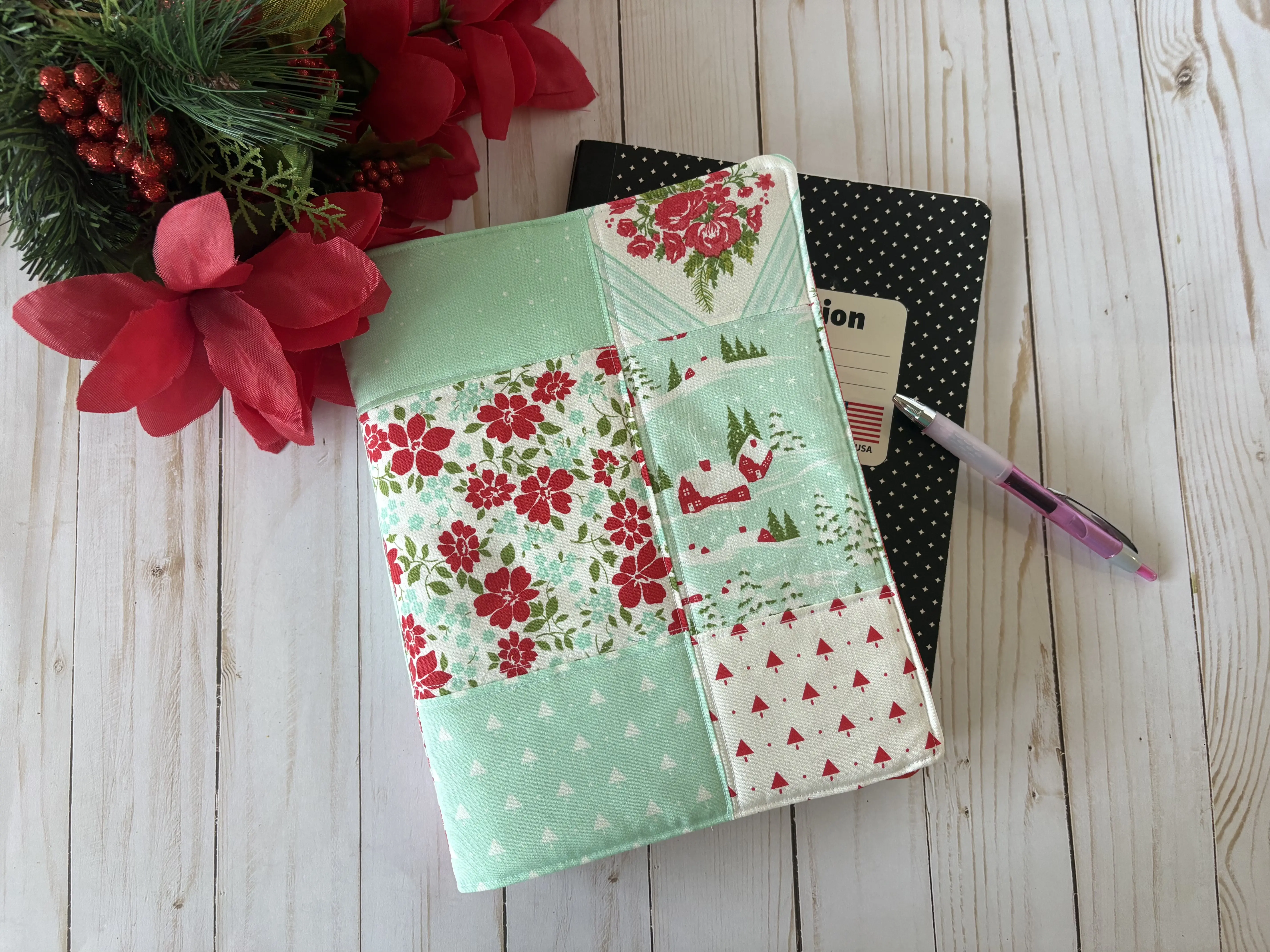 Mint and Red Christmas Composition Notebook Cover