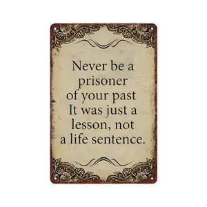 "Never Be A Prisoner Of Your Past" Inspirational Vintage Metal Tin Sign, 8"×12" (20×30cm) Motivational Wall Decor, Perfect for Home, Office, Cafe, Farm, Gift for Friends