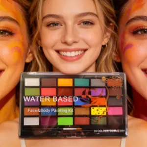 30 Color Watercolor Face Painting Kit with Brushes, World Cup Themed Art Supplies, Perfect for Kids and Adults, Ideal for Parties and Events