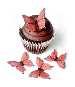 24 RED MONARCH Small 1.75" Edible Image Decorative Wafer Paper Butterflies Butterfly Wedding Cake Cupcake Topper